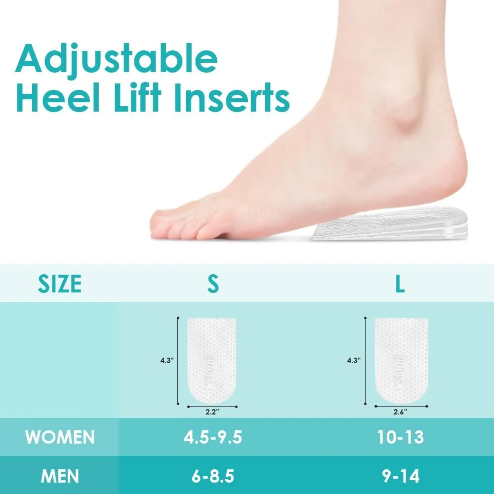 Adjustable Orthopedic Heel Lift, 3 Layers Height Increase Insoles for Leg Length Discrepancies, Heel Inserts for Achilles tendonitis, Heel Spurs and Heel Pain (Small, Transparent)