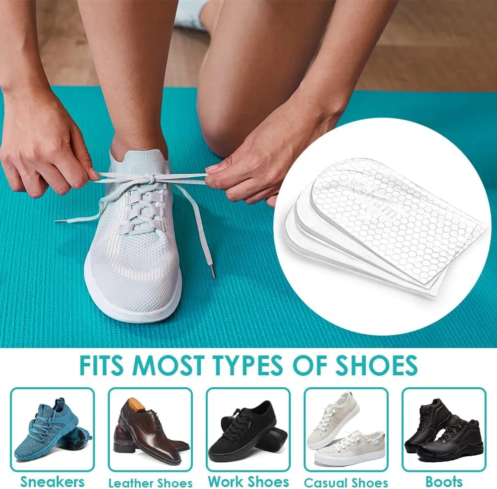Adjustable Orthopedic Heel Lift, 3 Layers Height Increase Insoles for Leg Length Discrepancies, Heel Inserts for Achilles tendonitis, Heel Spurs and Heel Pain (Small, Transparent)