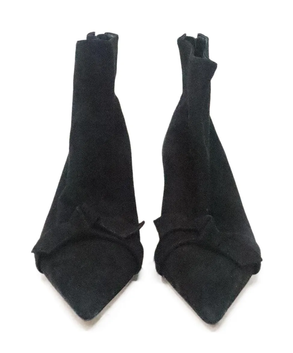 Alexandre Birman Black Suede Bow Booties sz 7