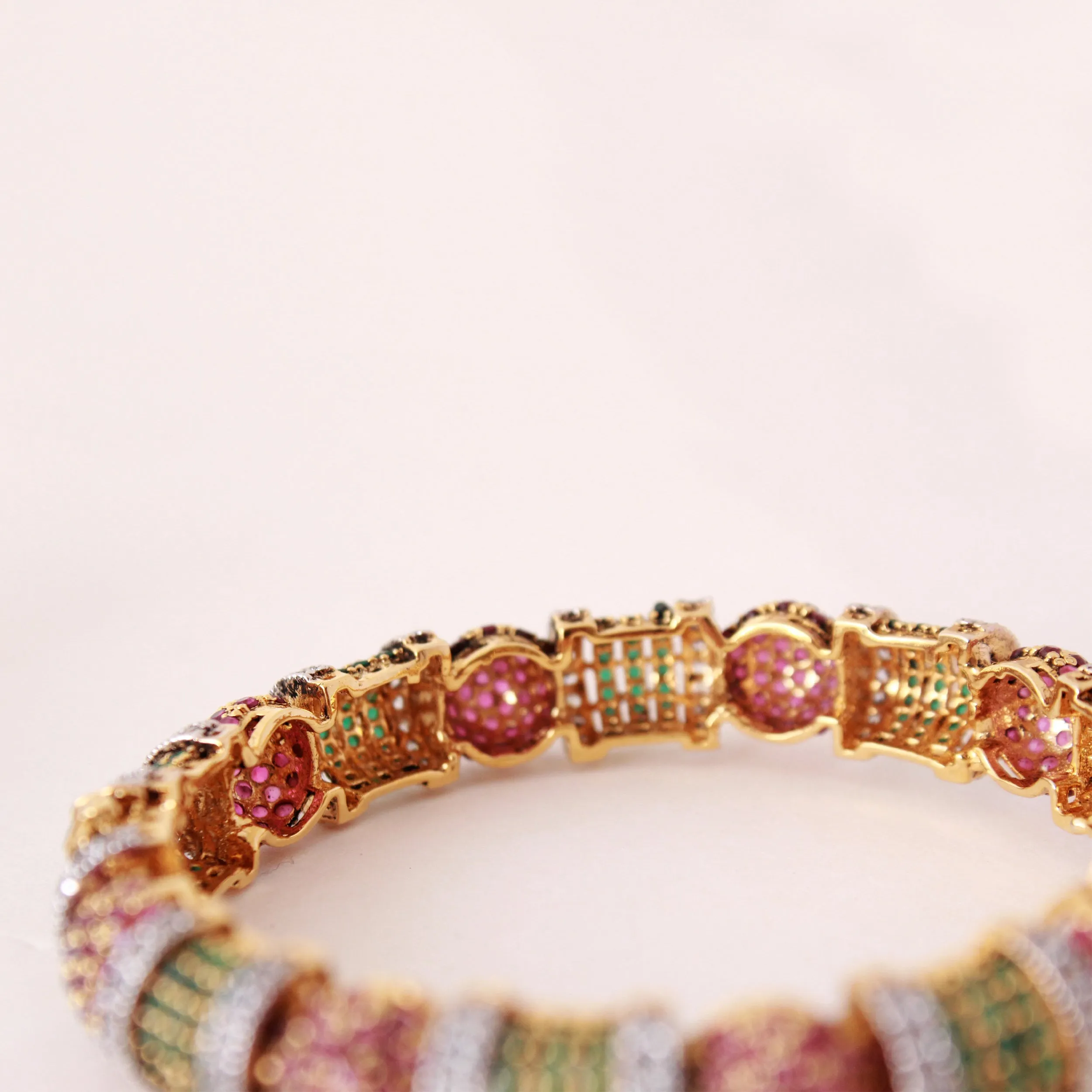 Bangle In Jade, Chetum And Cubic Zircons