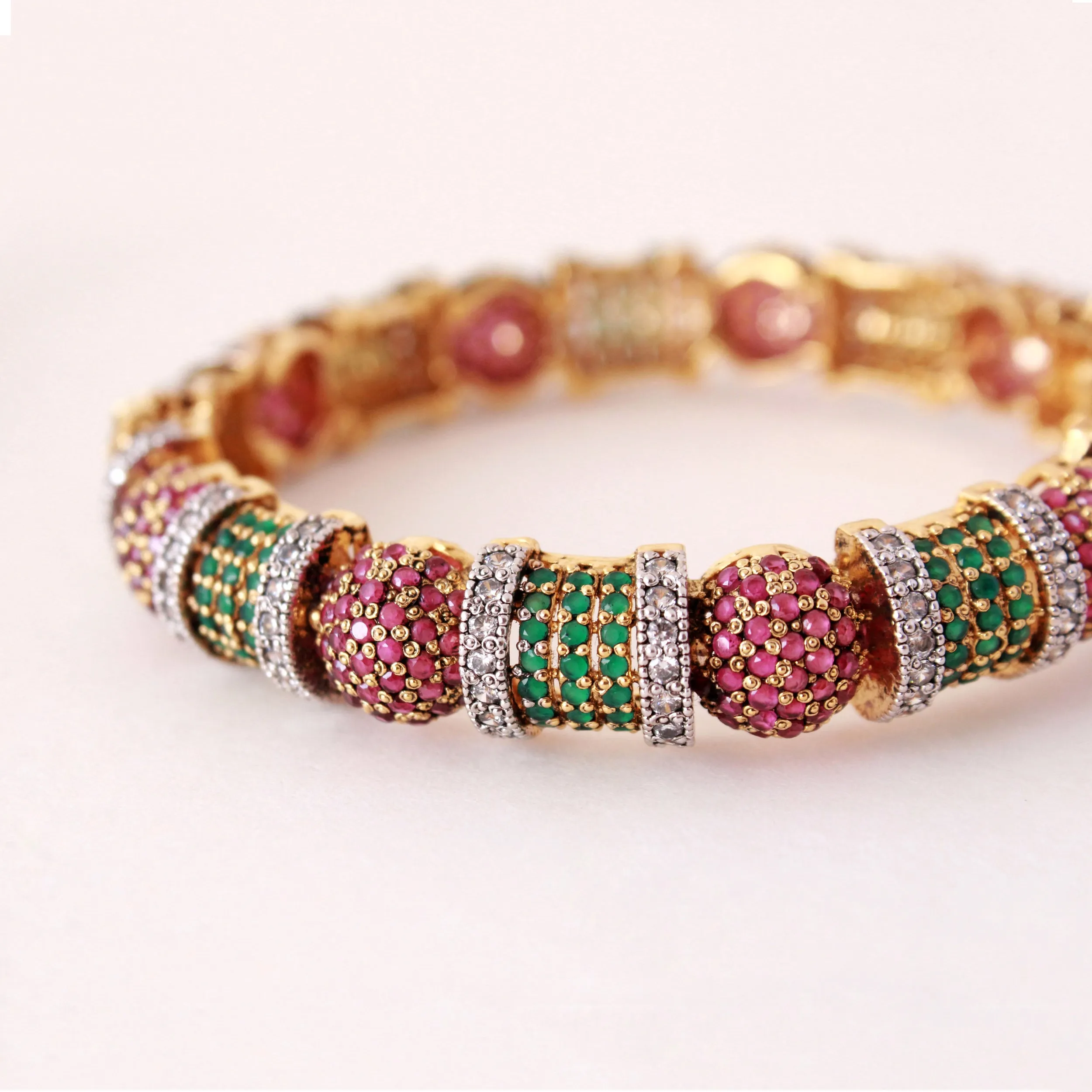 Bangle In Jade, Chetum And Cubic Zircons