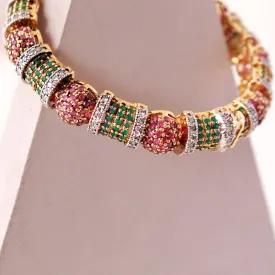 Bangle In Jade, Chetum And Cubic Zircons