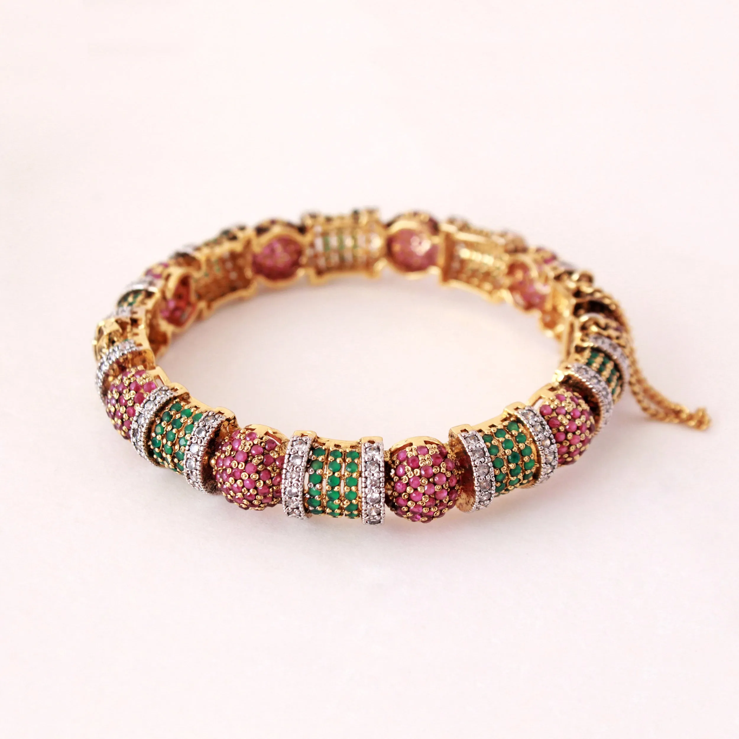 Bangle In Jade, Chetum And Cubic Zircons