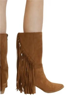 Beast Fashion Suede Fringe Point Toe Boots