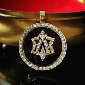 Calligraphy Pendant with Zircons
