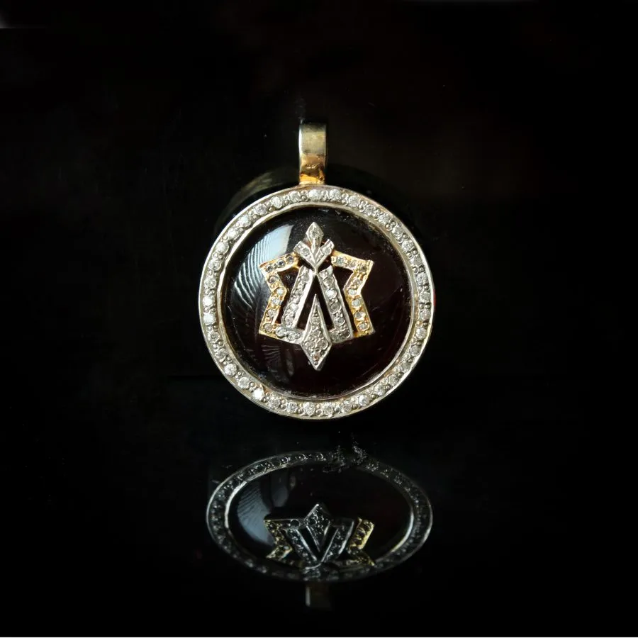 Calligraphy Pendant with Zircons