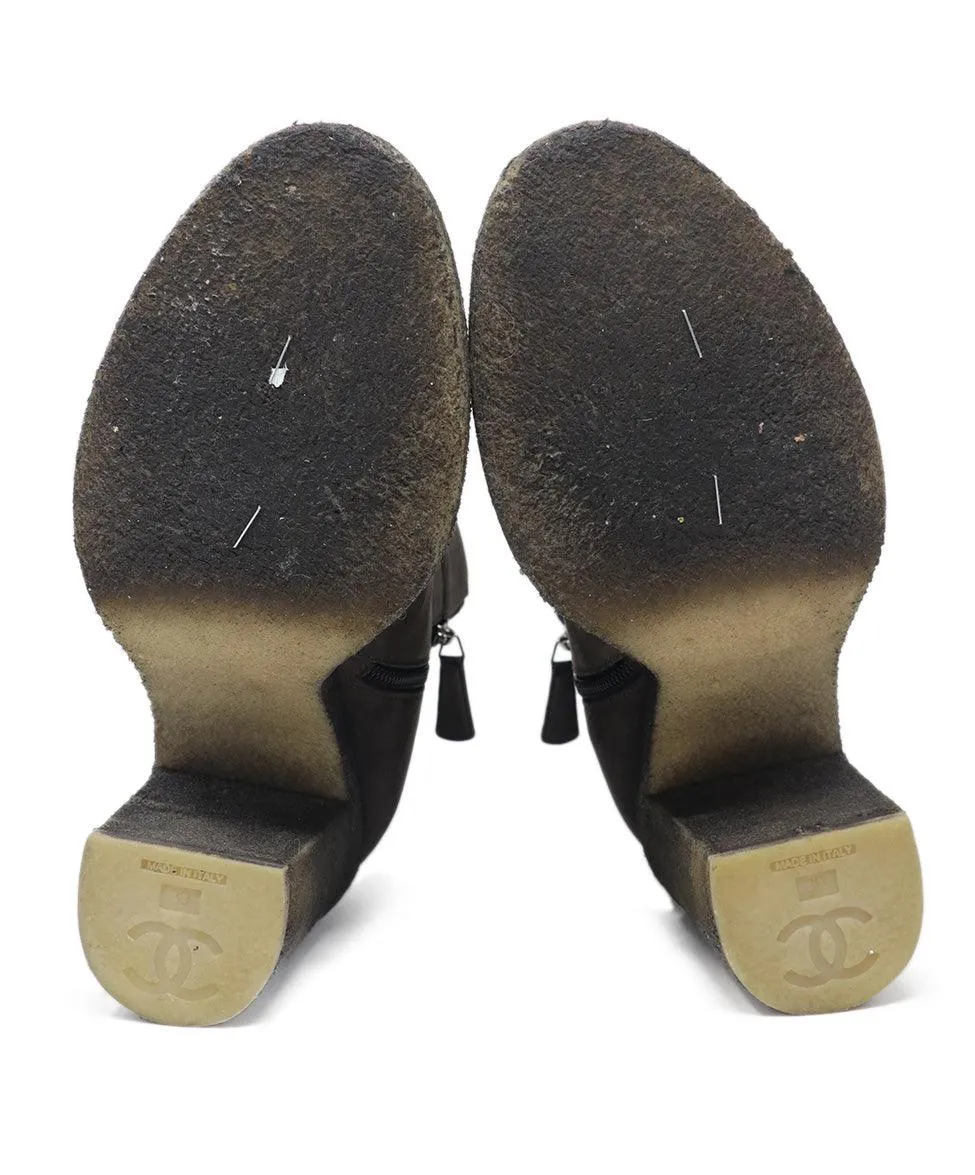 Chanel Grey Suede Booties sz 9