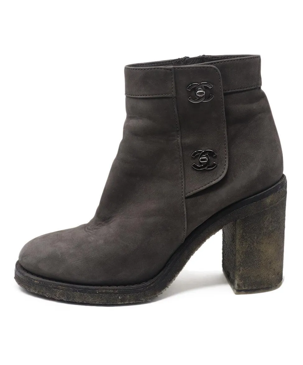Chanel Grey Suede Booties sz 9