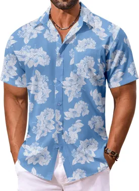COOFANDY Men's Hawaiian Shirt Short Sleeve Floral Button Down Shirts Tropical Vacation Beach Shirts with Pocket