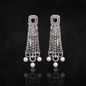 Earrings in Blue Onyx, Pearls and Zircons