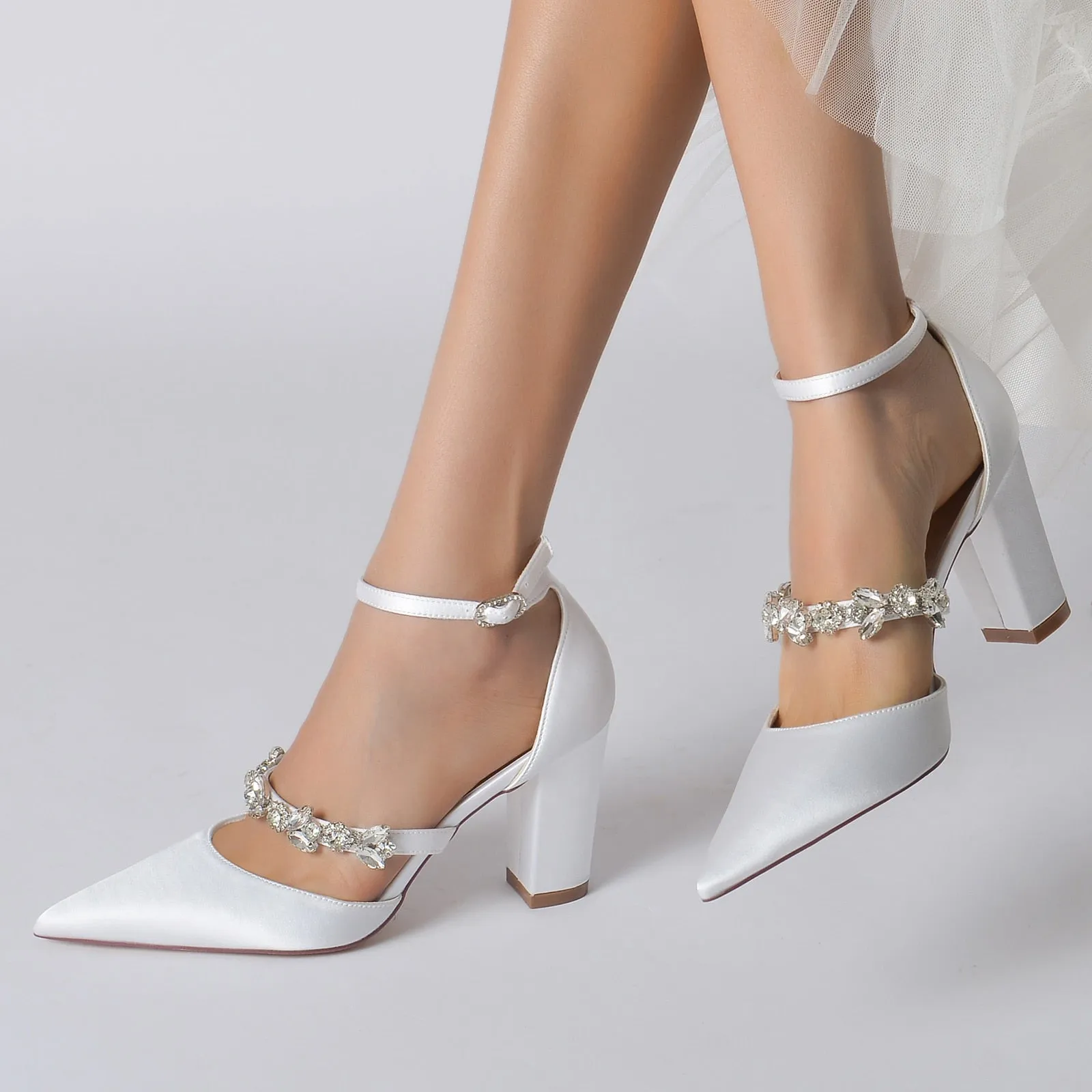 Funki Buys | Shoes | Women's Chic Crystal Satin Wedding Shoe