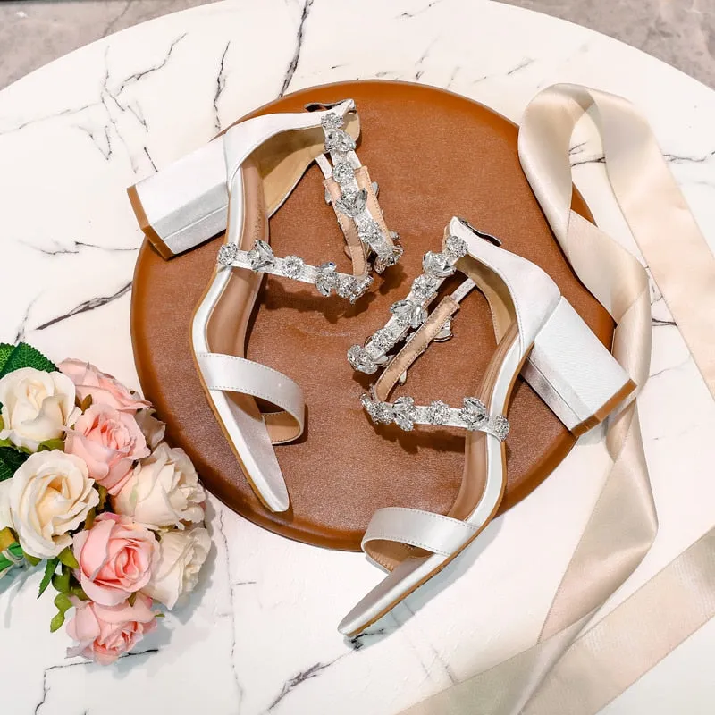 Funki Buys | Shoes | Women's Crystal Silk Wedding Sandals