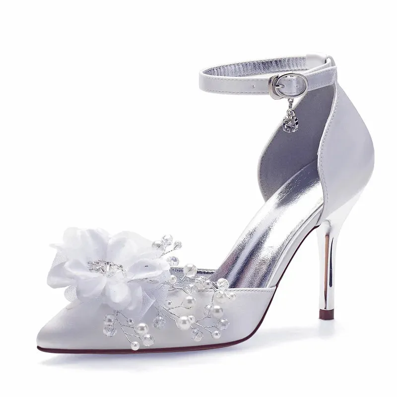 Funki Buys | Shoes | Women's Satin Pearl High Heel Bridal Shoe
