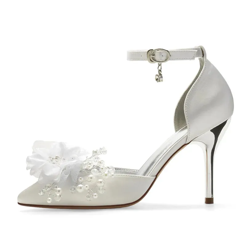 Funki Buys | Shoes | Women's Satin Pearl High Heel Bridal Shoe