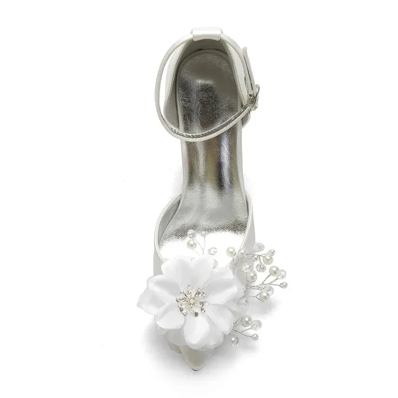 Funki Buys | Shoes | Women's Satin Pearl High Heel Bridal Shoe