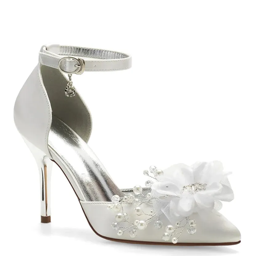 Funki Buys | Shoes | Women's Satin Pearl High Heel Bridal Shoe