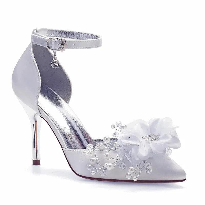 Funki Buys | Shoes | Women's Satin Pearl High Heel Bridal Shoe