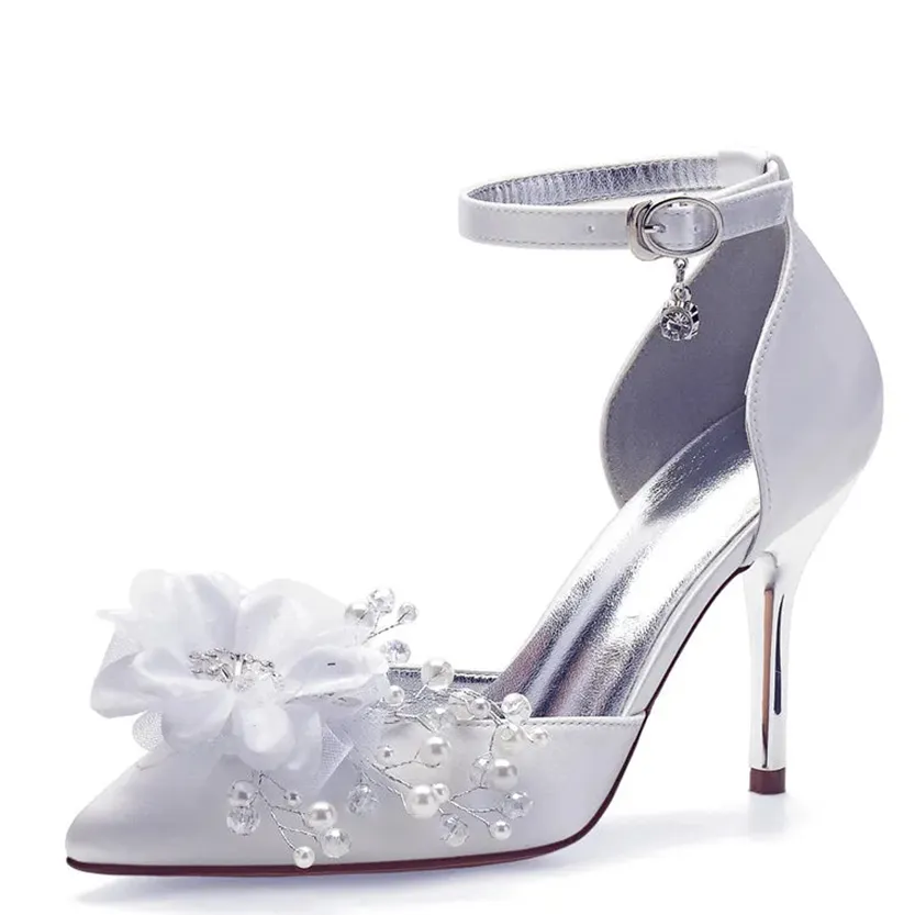 Funki Buys | Shoes | Women's Satin Pearl High Heel Bridal Shoe