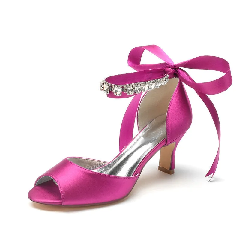 Funki Buys | Shoes | Women's Satin Tie Low Heel Wedding Shoe