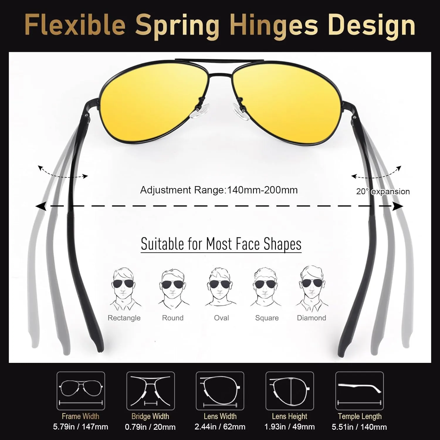 GQUEEN Classic Military Style Pilot Polarized Sunglasses Spring Hinges Al-Mg for mens womens MOS1