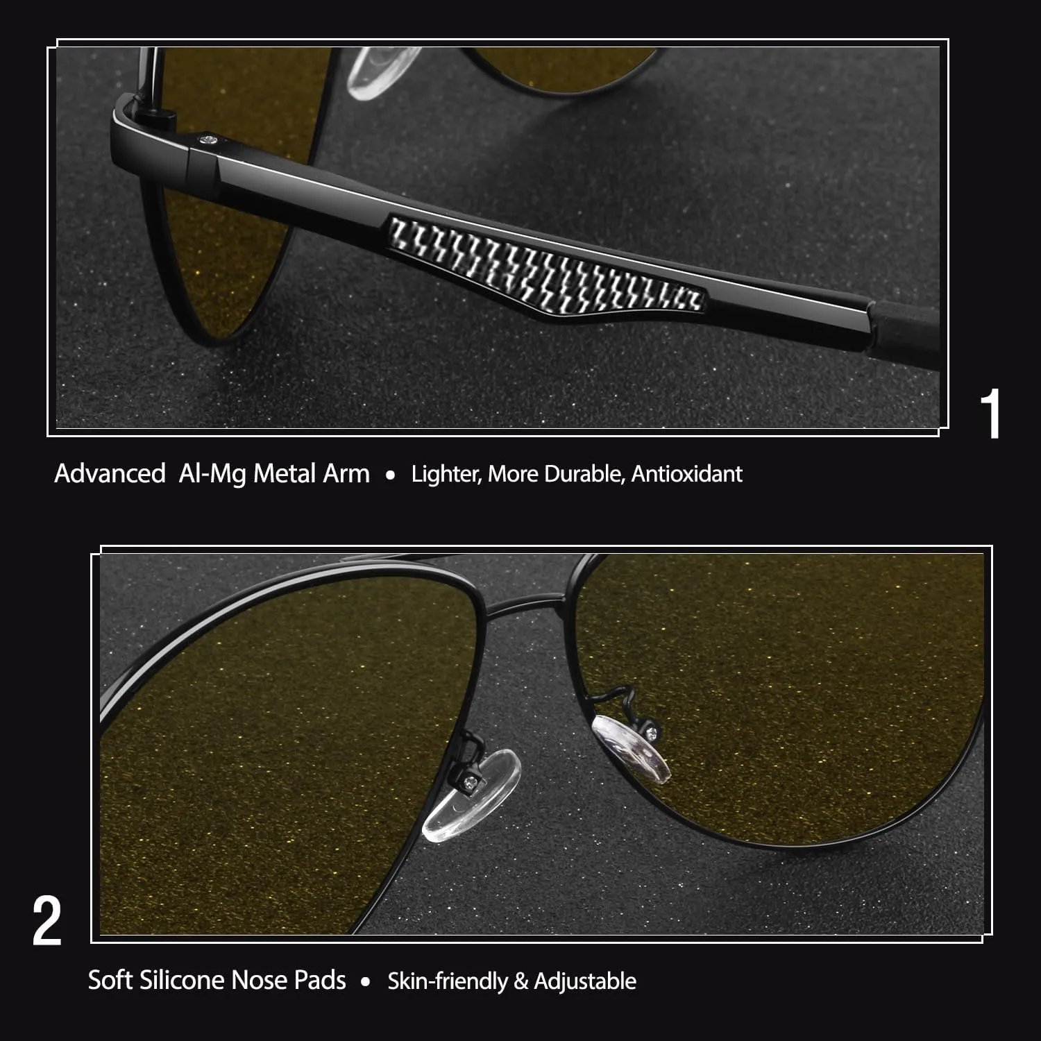 GQUEEN Classic Military Style Pilot Polarized Sunglasses Spring Hinges Al-Mg for mens womens MOS1