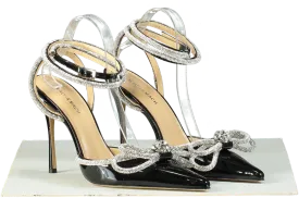 Mach & Mach Black Crystal Bow Embellished Satin Sandals EU 41 UK 8