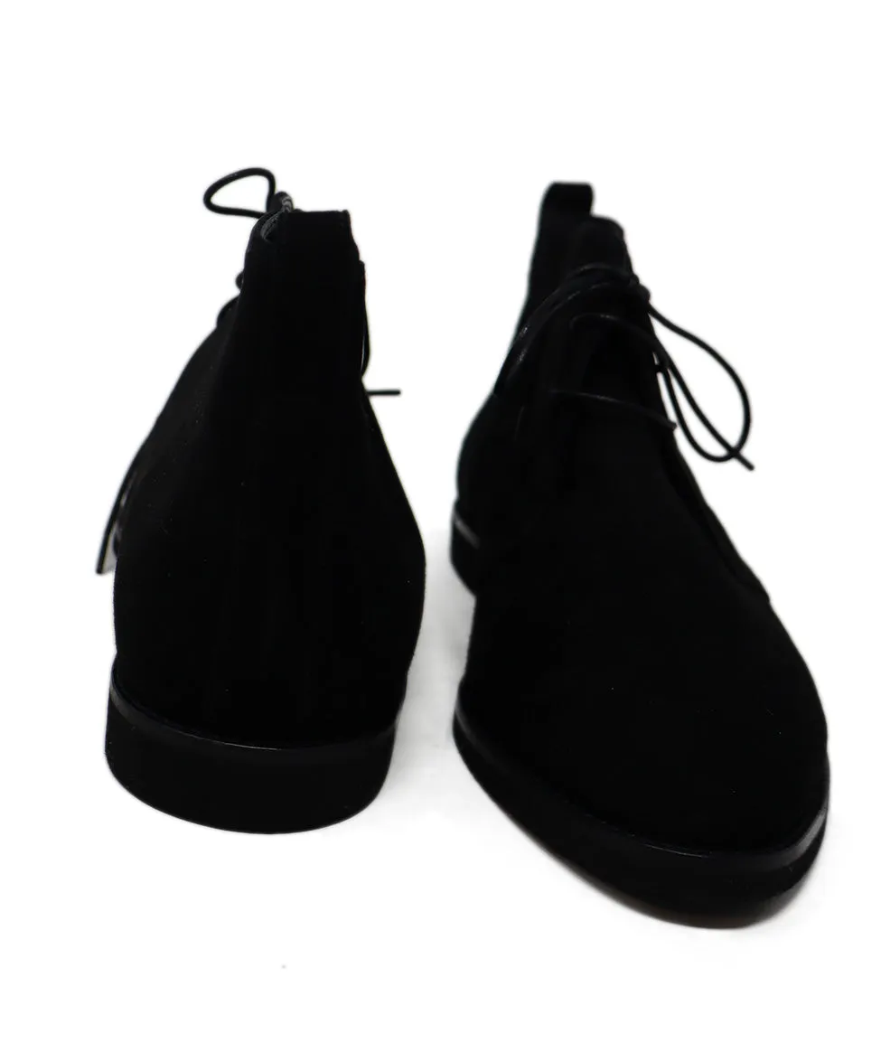 Manolo Blahnik Black Suede Lace Up Booties sz 11