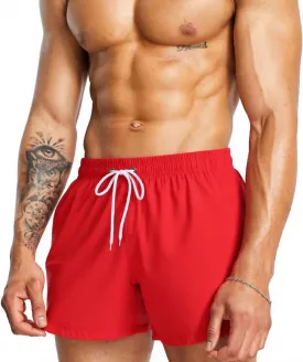 Mens Swim Trunks 5" with Mesh Lining Quick Dry Beach Shorts for Swimming Men Bathing Suit