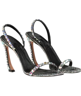 PIFERI Black Ginevra 100 Crystal Sandals UK 9 EU 42 👠