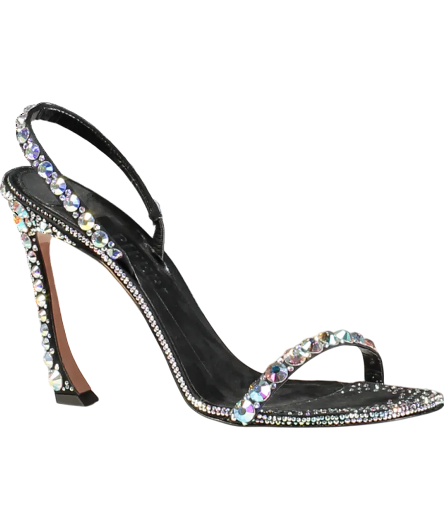 PIFERI Black Ginevra 100 Crystal Sandals UK 9 EU 42 👠