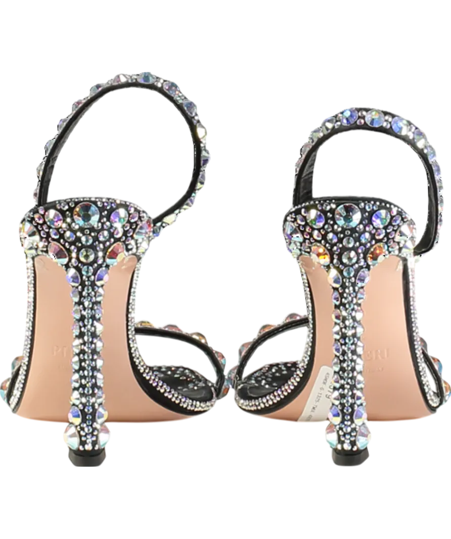 PIFERI Black Ginevra 100 Crystal Sandals UK 9 EU 42 👠