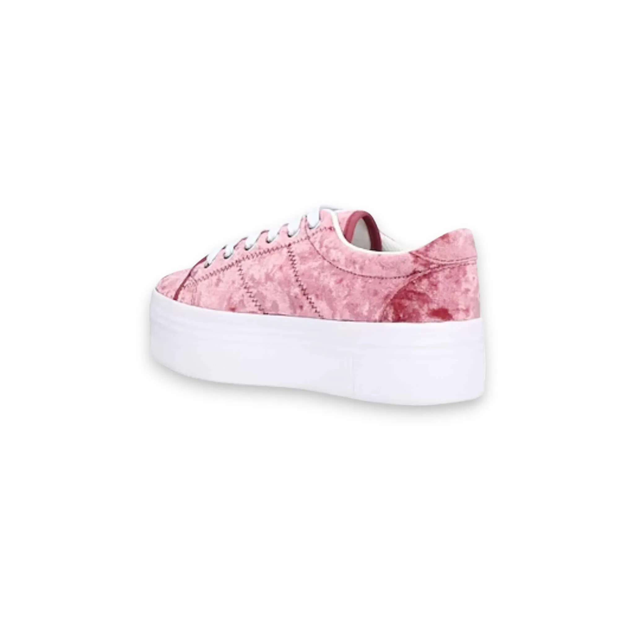 Pink Velvet Lace Up Platform Sneakers