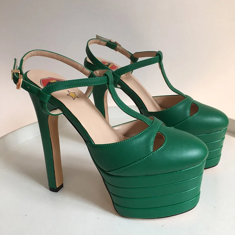 Platform T Strap Pump Heels