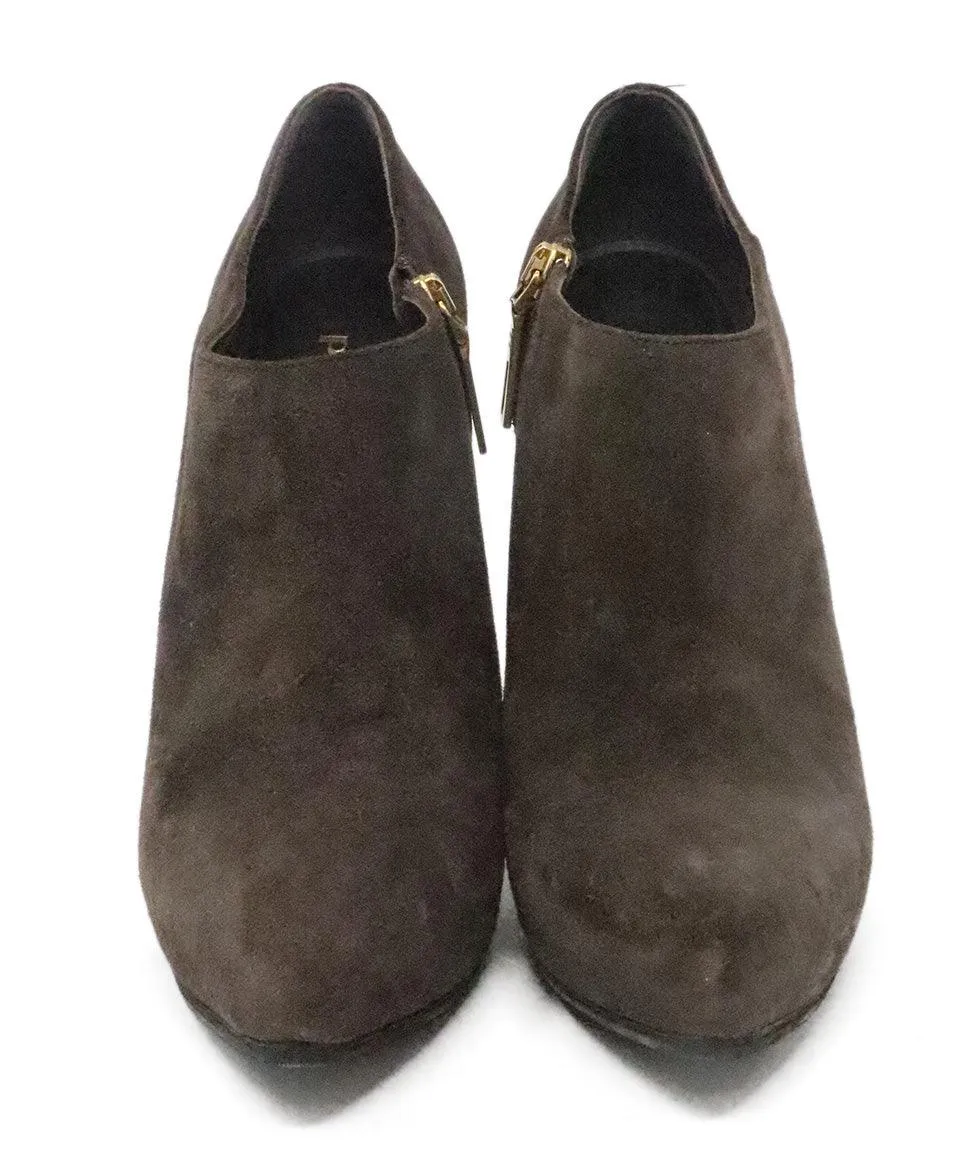 Prada Brown Suede Heeled Booties sz 7.5