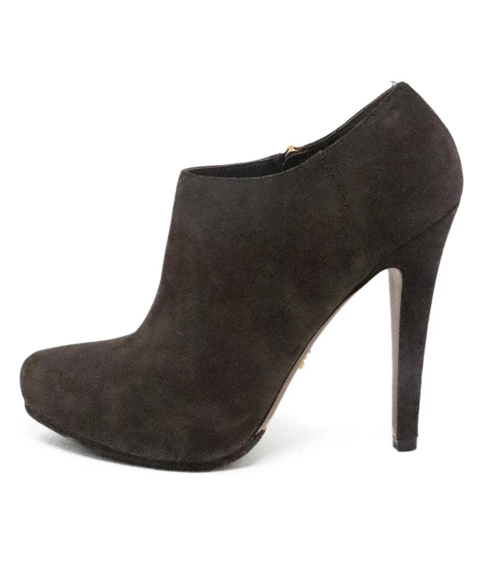 Prada Brown Suede Heeled Booties sz 7.5