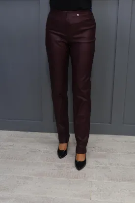 Robell Bella Plum Faux Leather Full Length Trousers - 51559 54344 58
