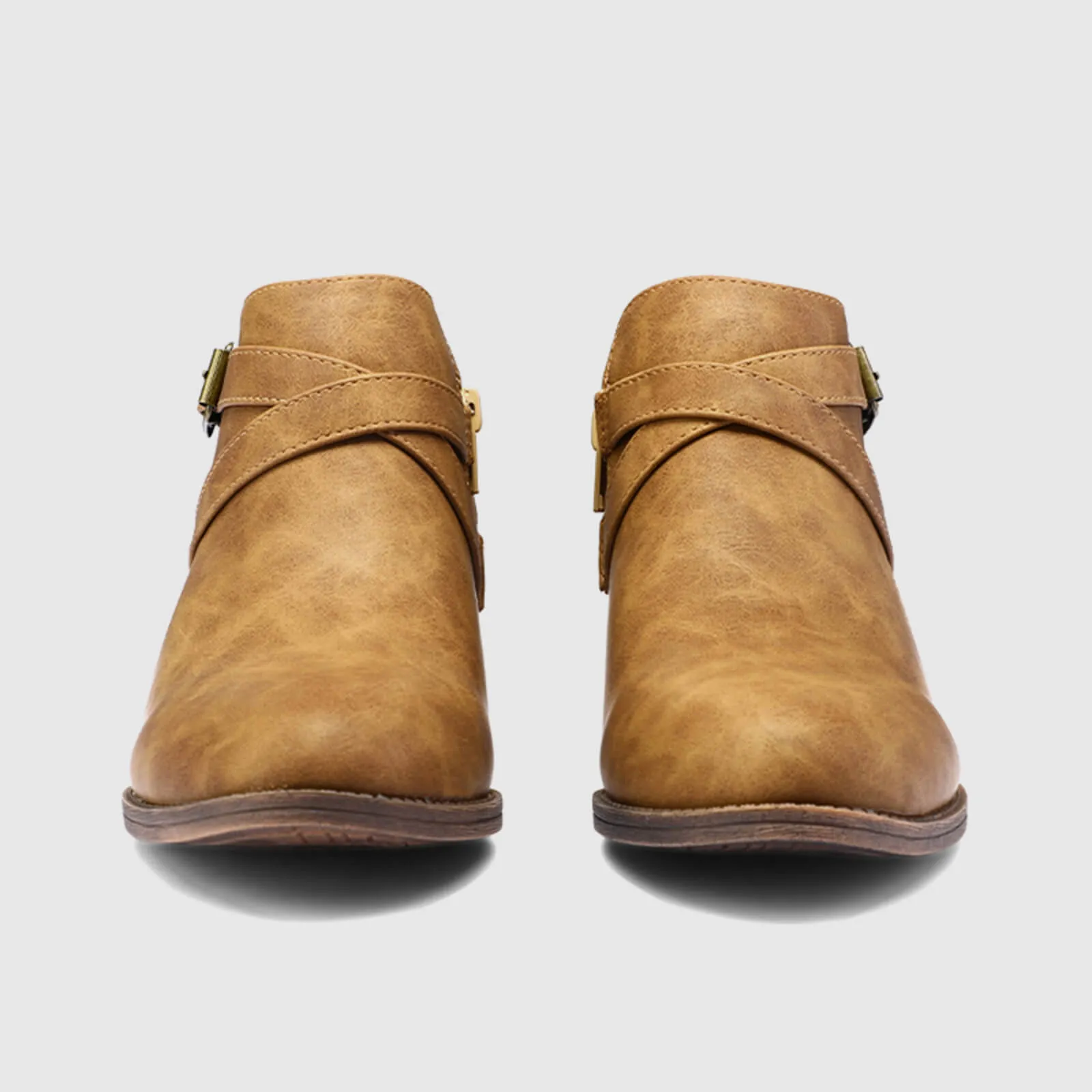 Stacked Low Heel Ankle Booties