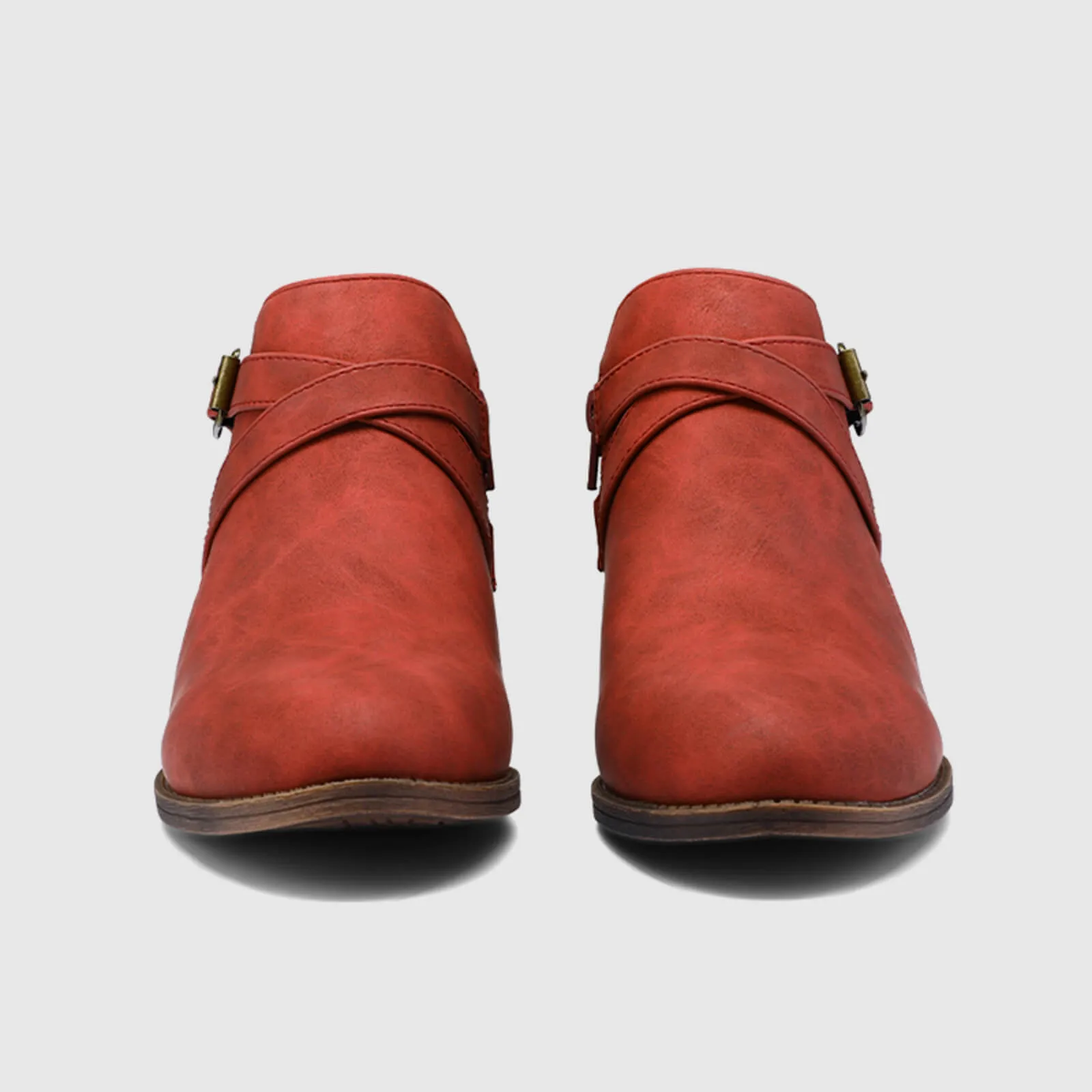 Stacked Low Heel Ankle Booties