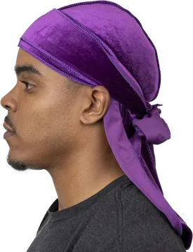 Veeta Superior Velvet Durag - Soft Velvet Durags for Men & Women, Long Double Wide Straps, Silky Durag Liner, Triple Stitched